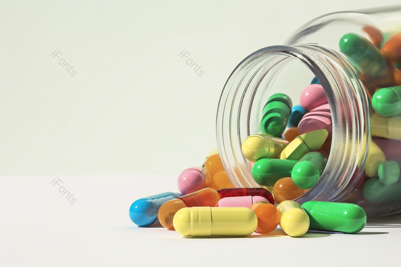 药片玻璃罐储存的胶囊摄影图,高清,摄影图,摄影图片,图片大全,摄影图免费下载